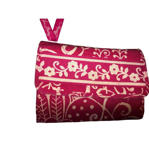 Vera Bradley TWIRLY BIRDS PINK Euro WALLET Tri-Fold COIN for PURSE Tote BAG‎ - Picture 2 of 7